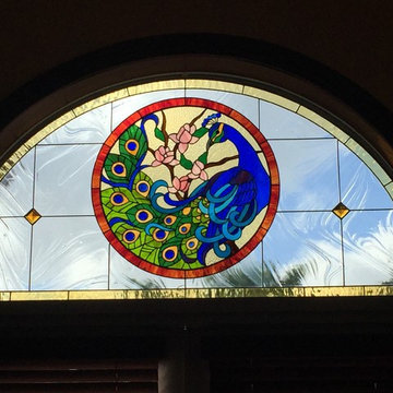 Half-moon colored glass windows