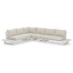 Meridian Furniture - Maldives Cream Water Resistant Fabric Outdoor Patio Modular Sectional - Create your own custom contemporary look on the deck or porch with the addition of this Maldives outdoor patio armless chair. Part of a large collection that lets you mix and match modular pieces to get the look you crave most. This modular sectional has cream water resistant fabric with a base made from white aluminum, so it's sturdy, tough, and ready to face the elements with impeccable beauty, season in and season out. Shop the contemporary pieces in this collection to create the outdoor entertaining area of your dreams.