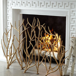 Golden Branch Fireplace Screen & Log Holder - Fireplace Screens