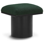 Meridian Furniture - Pavilion Black Boucle Fabric Bench/Stool, Green, Black Finish - Bring valuable seating and remarkable style to your space with this green Pavilion Boucle Fabric Bench/Stool, an exquisite balance of style and usability for the entryway, bedroom, and beyond. Crafted from oak veneer with a black finish, this bench has a 4-inch-thick seat cushion that's channel-tufted for a touch of luxury. The bench's columnar bases add a dash of Art Deco design, making it a captivating focal point in any room.