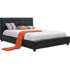 Abbyson Living Montego Tufted Black Leather Queen Platform Bed