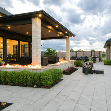 Contemporary Outdoor Pool and Covered Patio Using Porcea Creek Porcelain Pavers