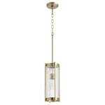 Quorum - Quorum 809-80 One Light Pendant, Aged Brass With Clear Chisseled Glass Finish - Quorum 809-80 One Light Pendant, Aged Brass w/ Clear Chisseled Glass Finish Bulbs Not Included, Number of Bulbs: 1, Max Wattage: 100.00, Bulb Type: A, Power Source: Hardwired