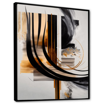 Gold Touch Art Deco III Framed Canvas, 24x32, Black