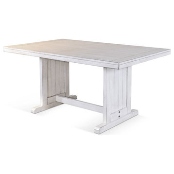 60 inch Off-White Wood Farmhouse Dining Table Rectangle