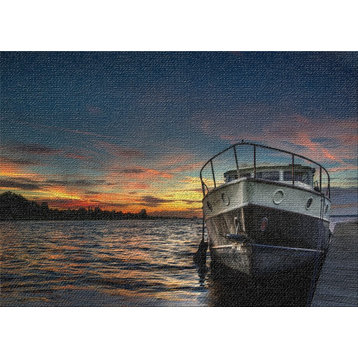 Sunset Water Boat Area Rug, 5'0"x7'0"