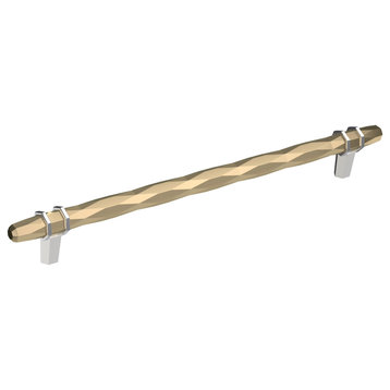 Amerock London Cabinet Pull, Golden Champagne/Polished Chrome, 10 1/16" Center-t