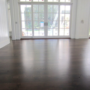 AMAGANSETT: 10" COUNTRY GRADE WHITE OAK INSTALLED, FINISHED W EBONY/ESPRESSO MIX