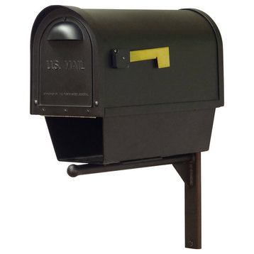 Classic Mailbox With Newspaper Tube & Ashley Front Mailbox Mounting Bracket