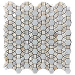 All Marble Tiles - Bloom Carrara Waterjet Mosaic With White Shell - SAMPLES ARE A SMALLER PART OF THE ORIGINAL TILE.