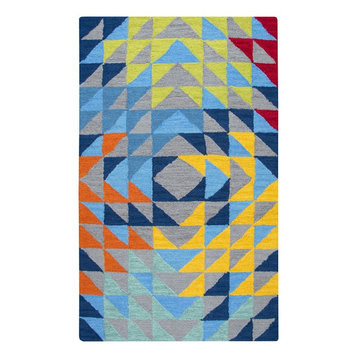Rizzy Home Play Day PD588A Gray Triangle Geo Area Rug, Rectangular 3' x 5'
