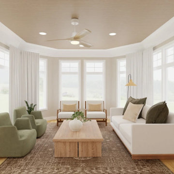 A Sunroom and Breakfast Area with Green Color Palette