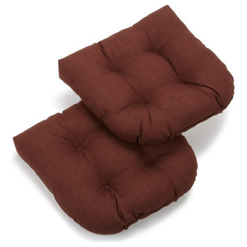 19" U-Shaped Spun Polyester Tufted Dining Chair Cushion, Set of 2, Cocoa
