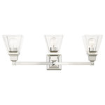 Livex Lighting - Livex Lighting 17173-05 Mission - Three Light Bath Vanity - The Mission collection has clean lines with geometMission Three Light  Polished Chrome CleaUL: Suitable for damp locations Energy Star Qualified: n/a ADA Certified: n/a  *Number of Lights: Lamp: 3-*Wattage:100w Medium Base bulb(s) *Bulb Included:No *Bulb Type:Medium Base *Finish Type:Polished Chrome