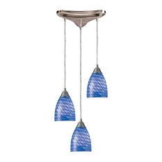 Coastal / Beach 3 Light Mini Pendant in Satin Nickel Finish