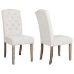 BTExpert - BTexpert French High Back Tufted Upholstered Dining Chair, Set of 2 Ivory Beige - Built to last long, Ideal for any dining table, with crisp lines and a charming textured upholstery on the seats and backs, these classic-style