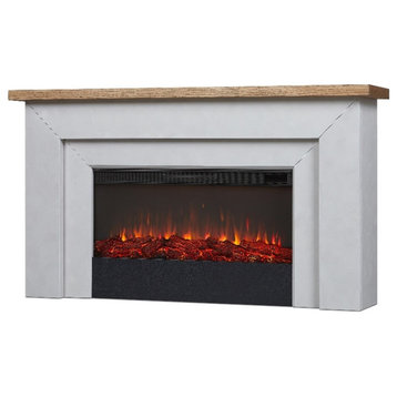 Real Flame Malie 68" Wood Landscape Electric Fireplace in Venetian Gray