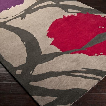 Harlequin Cherry and Taupe Hand Tufted Rug by Surya -$959.22