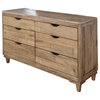 56" Natural Solid Wood Four Drawer Double Dresser