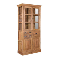 Hameldon Rustic Reclaimed Teak Wood Glass Door China Cabinet - China Cabinets And Hutches