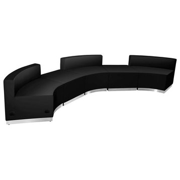 HERCULES Alon Series Black Leather Reception Configuration, 5 Pieces