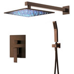 Fontana Showers - Fontana Rivera Oil Rubbed Bronze LED Shower Set, Not Plastic - Stainless Steel Material with Oil Rubbed Bronze ORB Finish and hand shower brass diverter