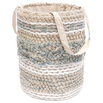 Pasargad Home Grandcanyon 12" Hand-Woven Cotton Basket in Beige/White