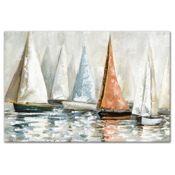 Muted Sailboats On Water 30 x 20 Canvas Wall Art