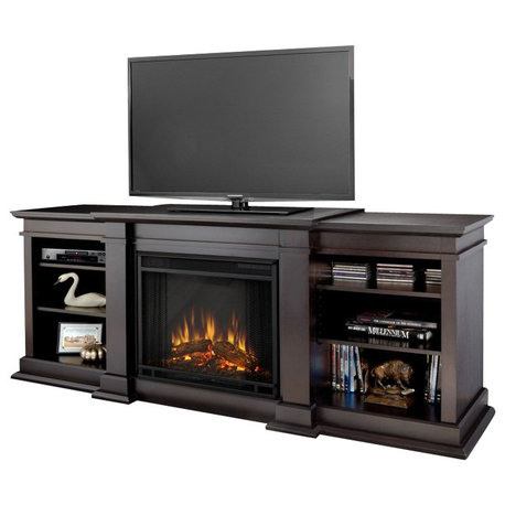 Real Flame Fresno TV Stand Electric Fireplace in Dark Walnut