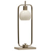 Crosby Table Lamp, Brushed Nickel Finish on Metal Body, Opal Glass Shade
