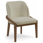 Meridian Furniture - Navo Upholstered Dining Chair, Beige, Vegan Leather, Walnut Finish - Indulge in the allure of the Beige Navo Dining Chair by Meridian Furniture. Its captivating design and luxurious Beige elevate any space with effortless elegance. Crafted with precision and durability in mind, this stunning piece becomes the focal point of gatherings, fostering moments of connection and warmth. Embrace sophistication and style with the Navo Dining Chair, a testament to exquisite taste and timeless beauty.