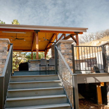 Deck with roof and fire place