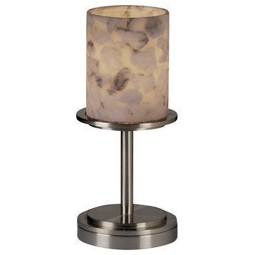 Alabaster Rocks! Dakota Table Lamp, Short, Cylinder/Flat, Nickel