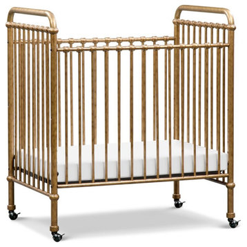 Namesake Abigail Metal 3-in-1 Convertible Mini Crib in Vintage Gold