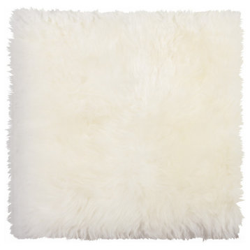 HomeRoots White Natural Sheepskin Chair Seat Cover