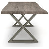 Brooks Dining Table, Sandblasted Gray, Pewter, 40"x92", X Base
