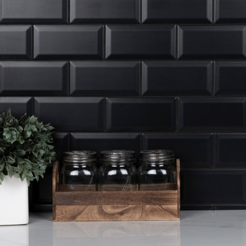 Crown Heights Beveled Matte Black Ceramic Wall Tile