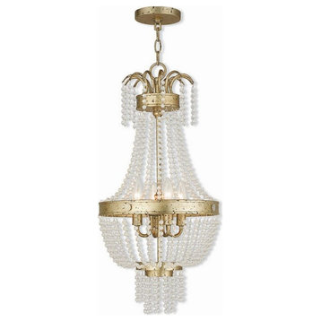 French Country Traditional Four Light Chandelier-Winter Gold Finish