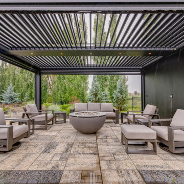 Freestanding Pergola with Phantom Screens & Pergola Over Deck Seating Area