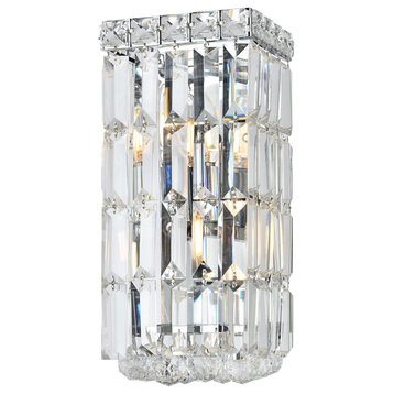 Maxime 2 Light Wall Sconce in Chrome with Clear Royal Cut Crystal