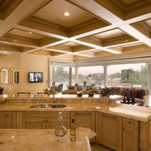 Coffer ceiling in office