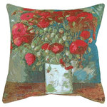 Pillow Decor Ltd. - Pillow Decor - Van Gogh Poppies 19 x 19 Throw Pillow - With vibrant contrasting colors and bold brush strokes, Vincent van Gogh's still-life paintings took on an energy of their own. The Van Gogh Poppies Throw Pillow will bring your home to life with beautifully contrasting shades of red, blue and green. Made in France, this beautiful tapestry pillow imparts the warmth and richness of the original painting.