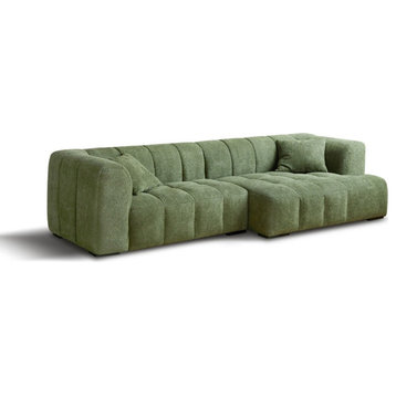 Lamb fleece Fabric Sofa green, Matcha Green Small 4-Person Corner Left Chaise Longue Sofa 108.3x51.2x27.6