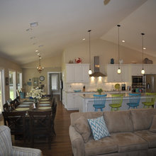 open kitchen, living to tv room
