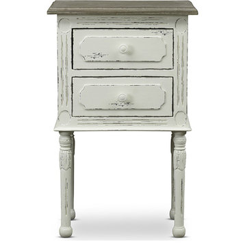 Anjou Traditional French Accent Nightstand - White, Light Brown