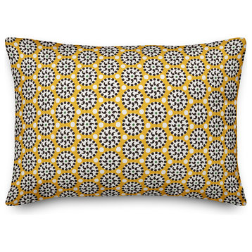 Boho Polka Dots in Yellow Throw Pillow