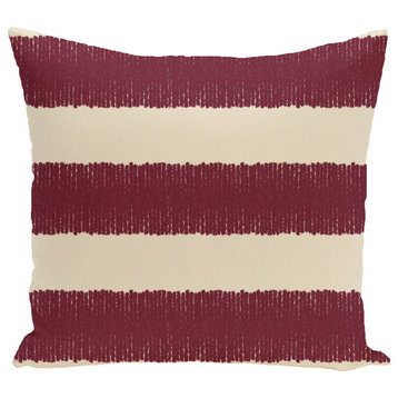 Twisted Stripe Stripe Print Pillow, Cranberry, 16"x16"