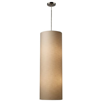 Fabric Cylinder 4-Light Pendant, Satin Nickel