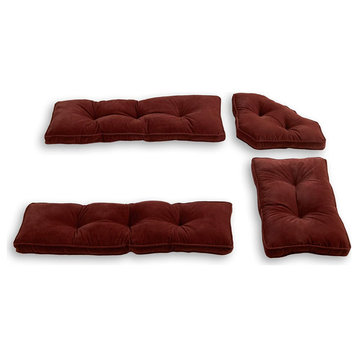 4 Pieces Outdoor Cushion, Plush Design With Nylon Microfiber Cover, Burgundy