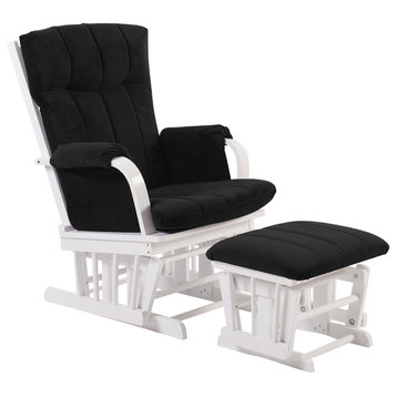 Home Deluxe Glider Chair and Ottoman, Black and White